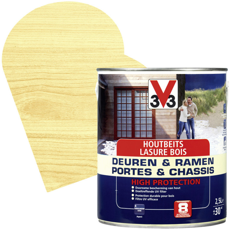 Lasure pour portes et châssis Haute Protection incolore satinée 2,5 L V33