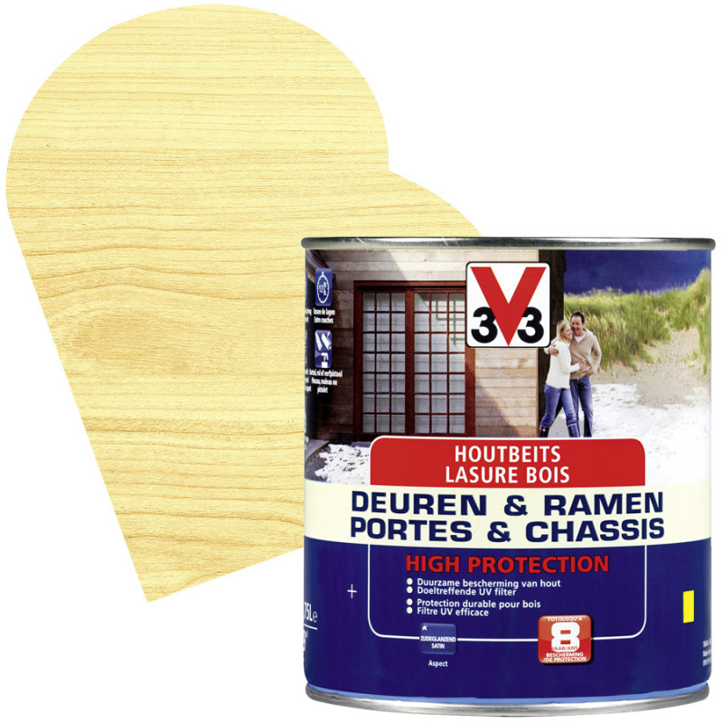 Lasure pour portes et châssis Haute Protection incolore satinée 0,75 L V33