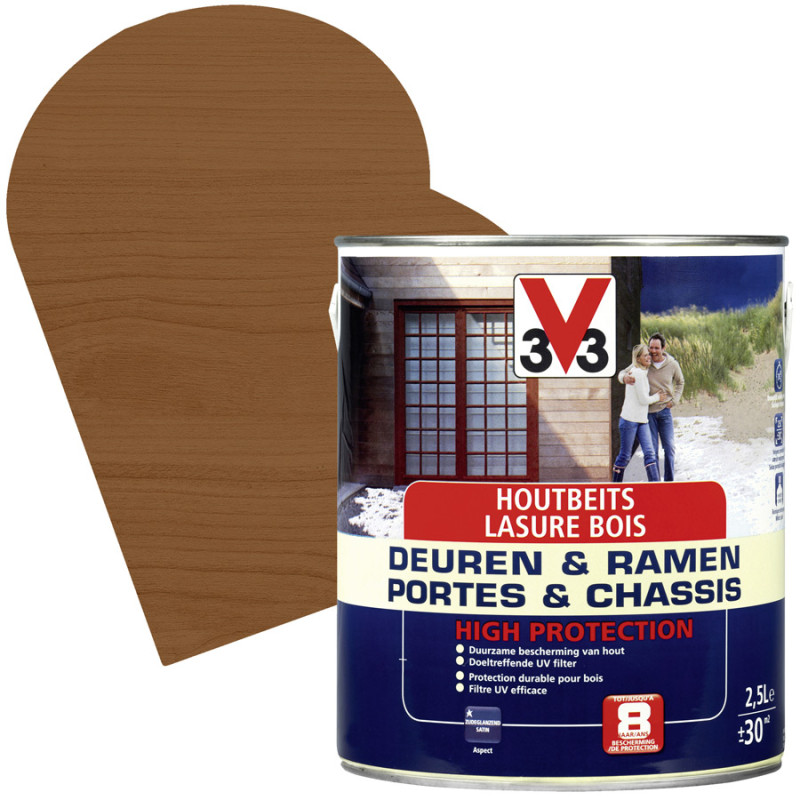 Lasure pour portes et châssis Haute Protection Chêne Foncé satinée 2,5 L V33