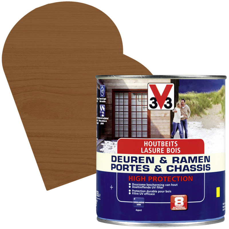 Lasure pour portes et châssis Haute Protection Chêne Foncé satinée 0,75 L V33