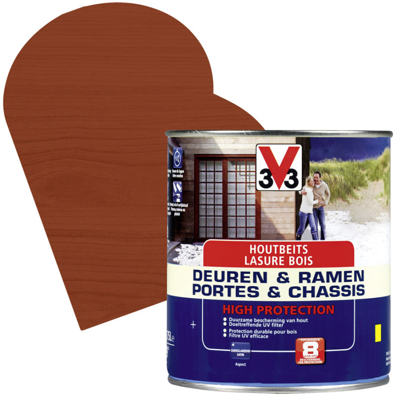 Lasure pour portes et châssis Haute Protection Acajou satinée 0,75 L V33