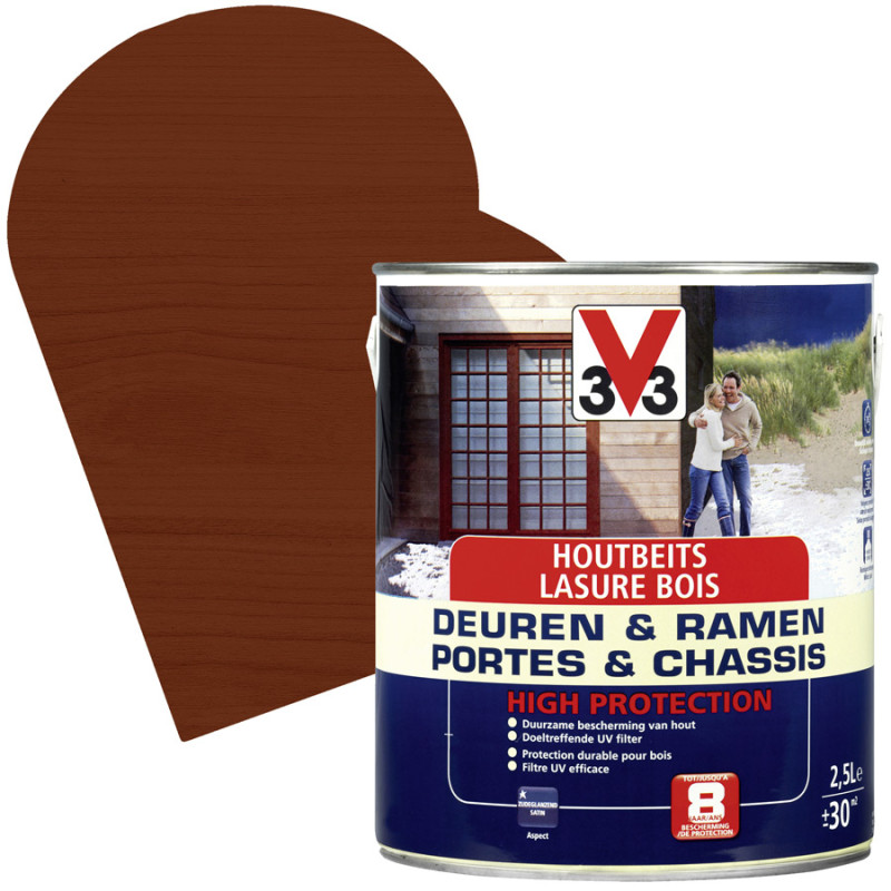 Lasure pour portes et châssis Haute Protection Teck satinée 2,5 L V33