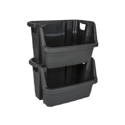 box à empiler Heavy Duty plastique noir PRACTO HOME box à empiler Heavy Duty plastique noir PRACTO HOME