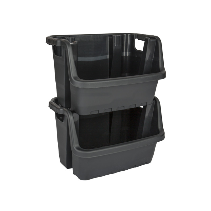 box à empiler Heavy Duty plastique noir PRACTO HOME box à empiler Heavy Duty plastique noir PRACTO HOME
