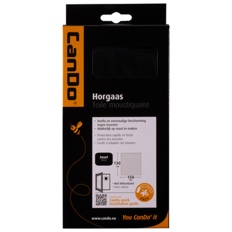 Toile moustiquaire et velcro noir 130 x 150 cm CANDO