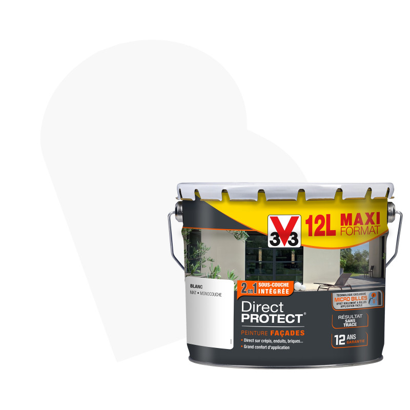 Peinture pour façade Direct Protect blanche mate 12 L V33