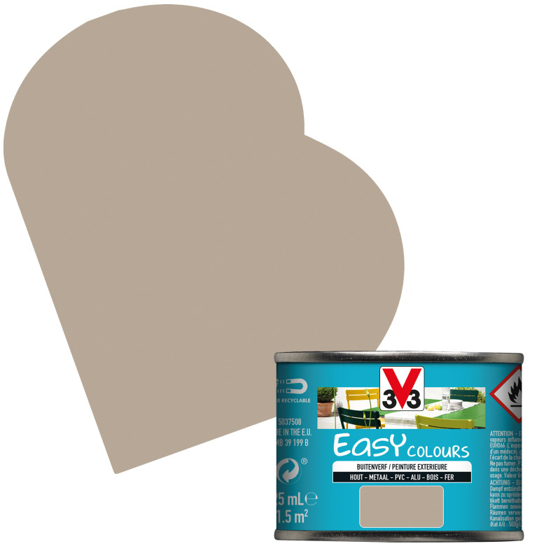 Peinture extérieure Easy Colours pour bois métal PVC Beige satinée 0,125 L V33