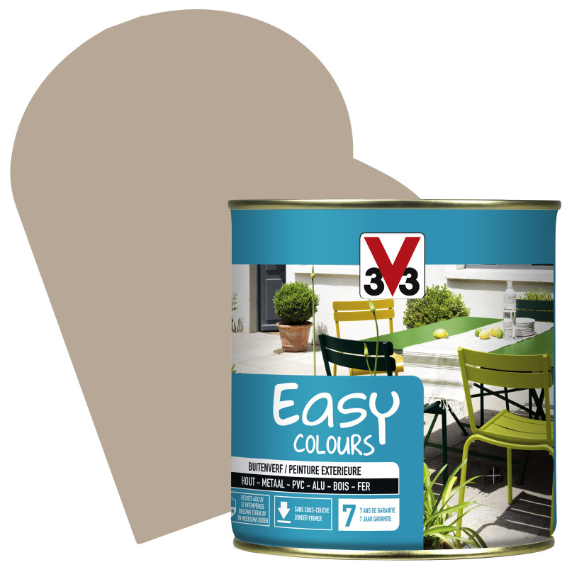 Peinture extérieure Easy Colours pour bois métal PVC Beige satinée 0,5 L V33