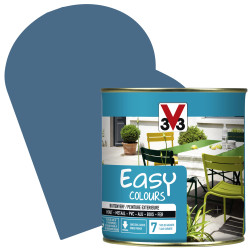 Peinture extérieure Easy Colours pour bois métal PVC Bleu Orage satinée 0,5 L V33