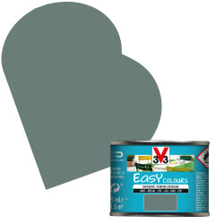 Peinture extérieure Easy Colours pour bois métal PVC Vert de Gris satinée 0,125 L V33