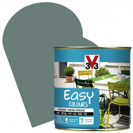 Peinture extérieure Easy Colours pour bois métal PVC Vert de Gris satinée 0,5 L V33