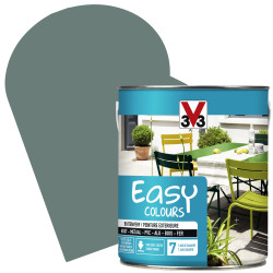 Peinture extérieure Easy Colours pour bois métal PVC Vert de Gris satinée 2,5 L V33