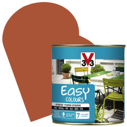 Peinture extérieure Easy Colours pour bois métal PVC Paprika satinée 0,5 L V33