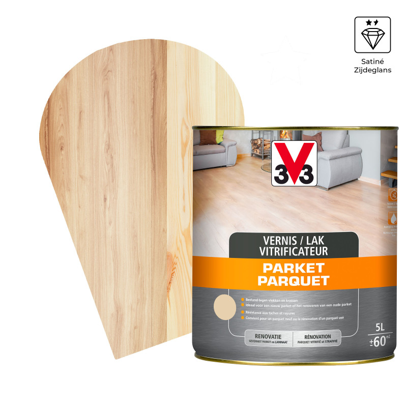 Vitrificateur pour parquet vitrifié et stratifié incolore satiné 5 L V33