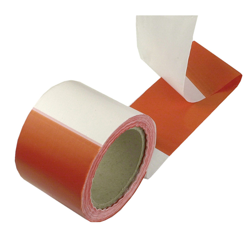 Ruban de signalisation rouge et blanc 8 cm x 500 m