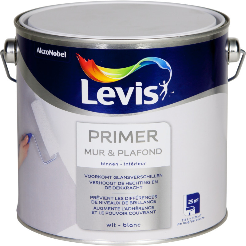 Primer mur et plafond blanc 2,5 LEVIS