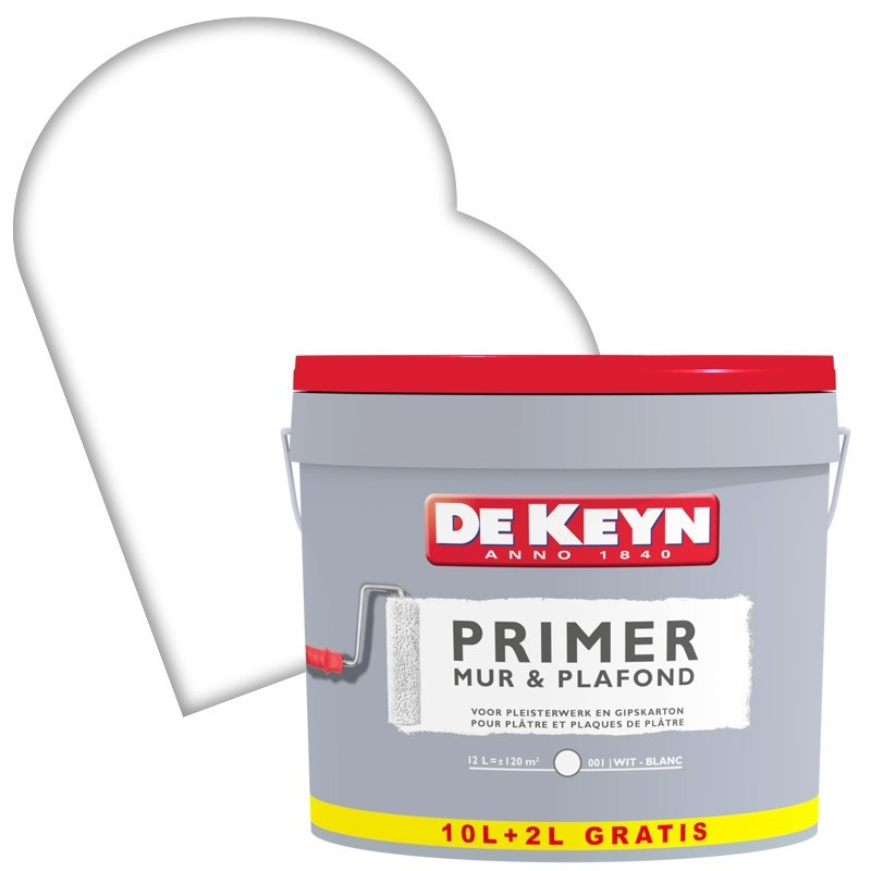 Peinture primer pour mur et plafond blanche 10 + 2 L DE KEYN