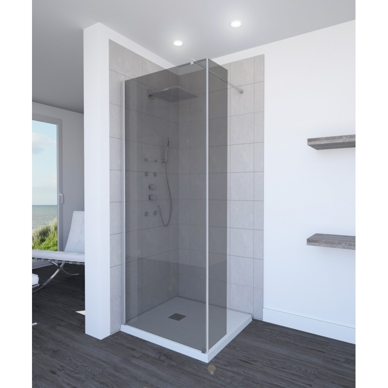 Paroi de douche avec pivot fumée Parma 90/45 x 200 cm AURLANE