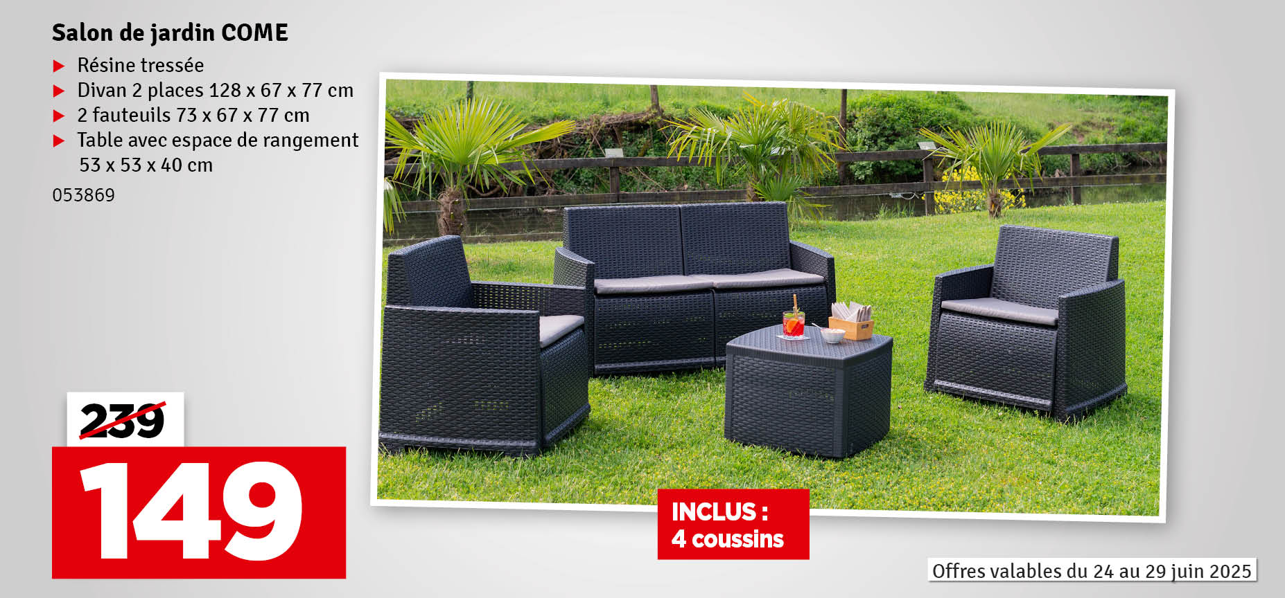Promo - Salon de jardin Come