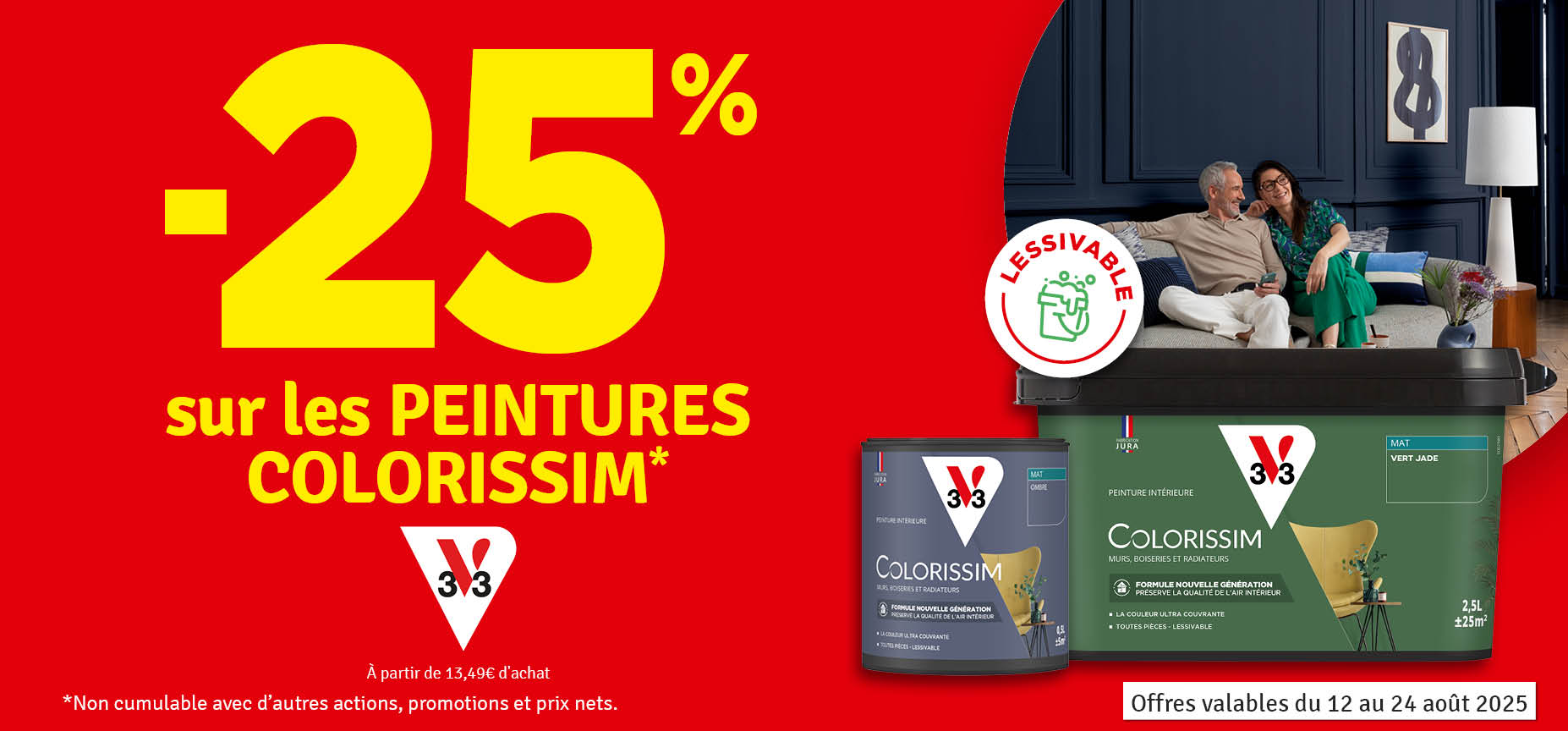 25% sur les peintures Colorissim V33