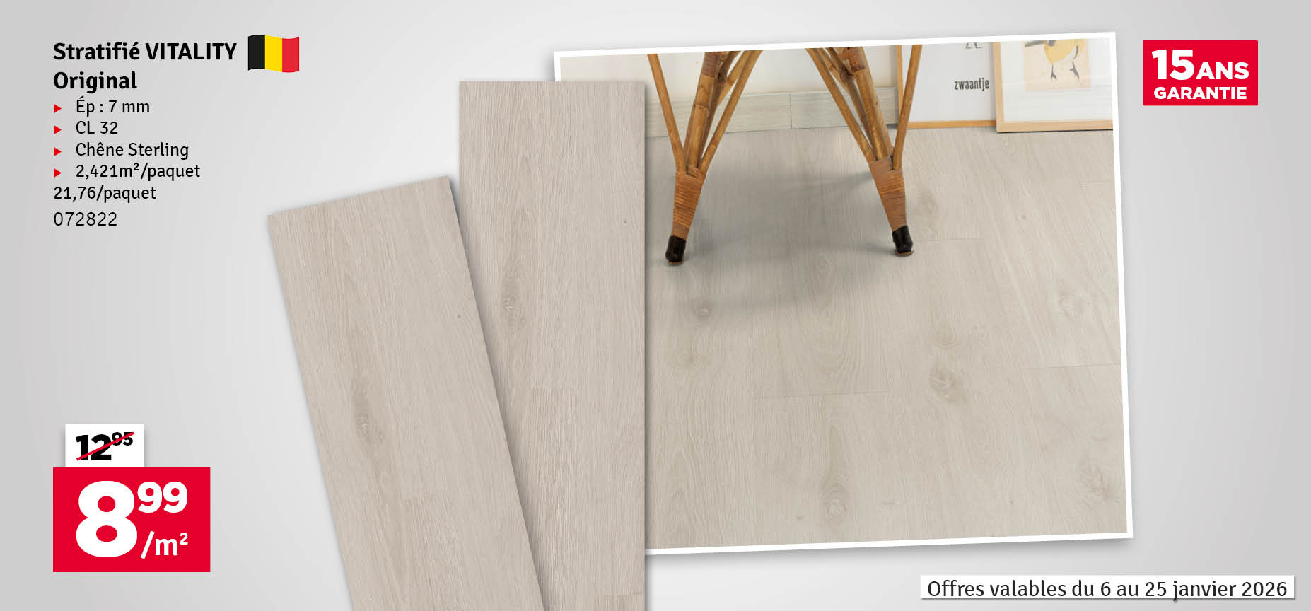 Sol stratifié Original chêne sterling 2,42 m² VITALITY