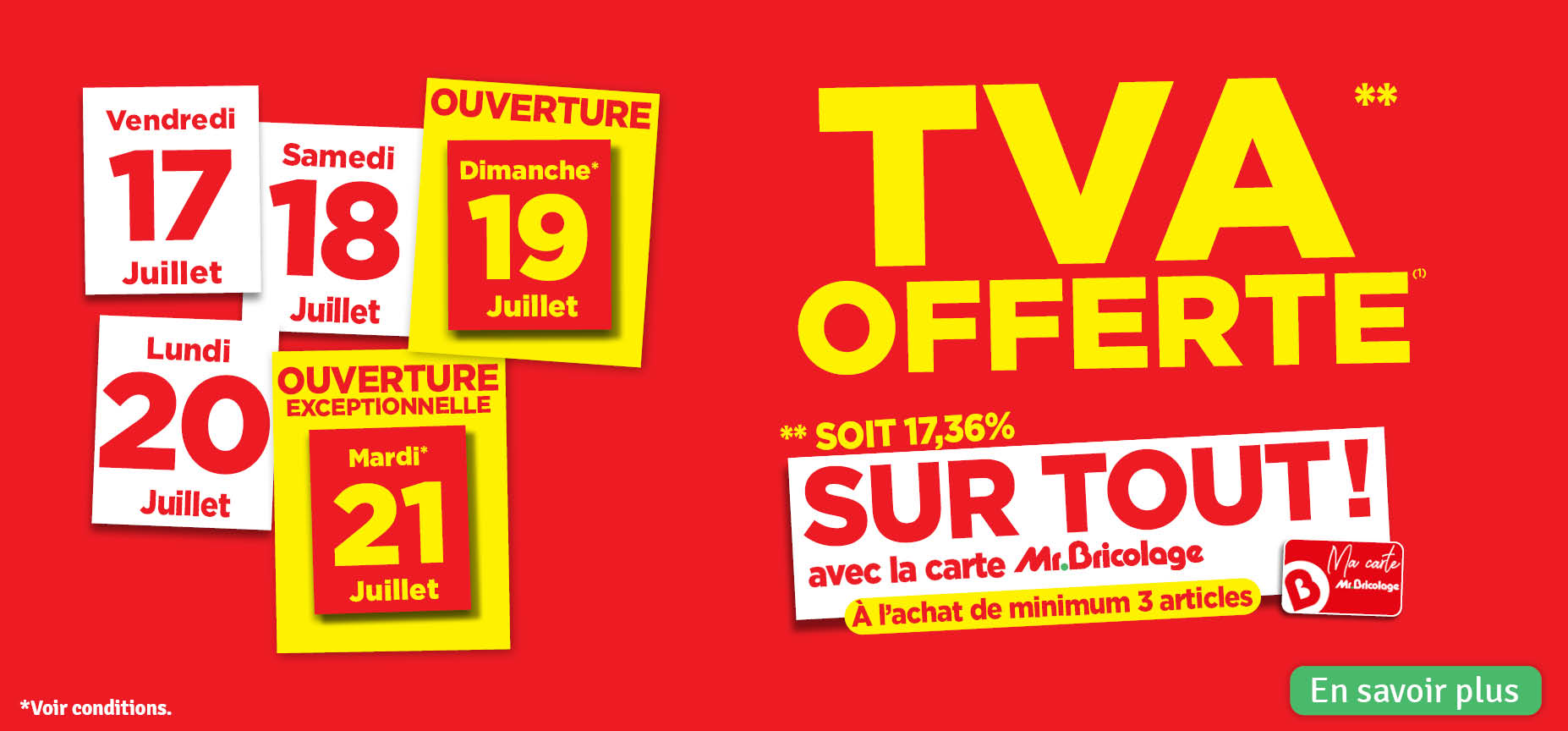 TVA offerte sur tout avec la carte Mr Bricolage TVA offerte sur tout avec la carte Mr Bricolage