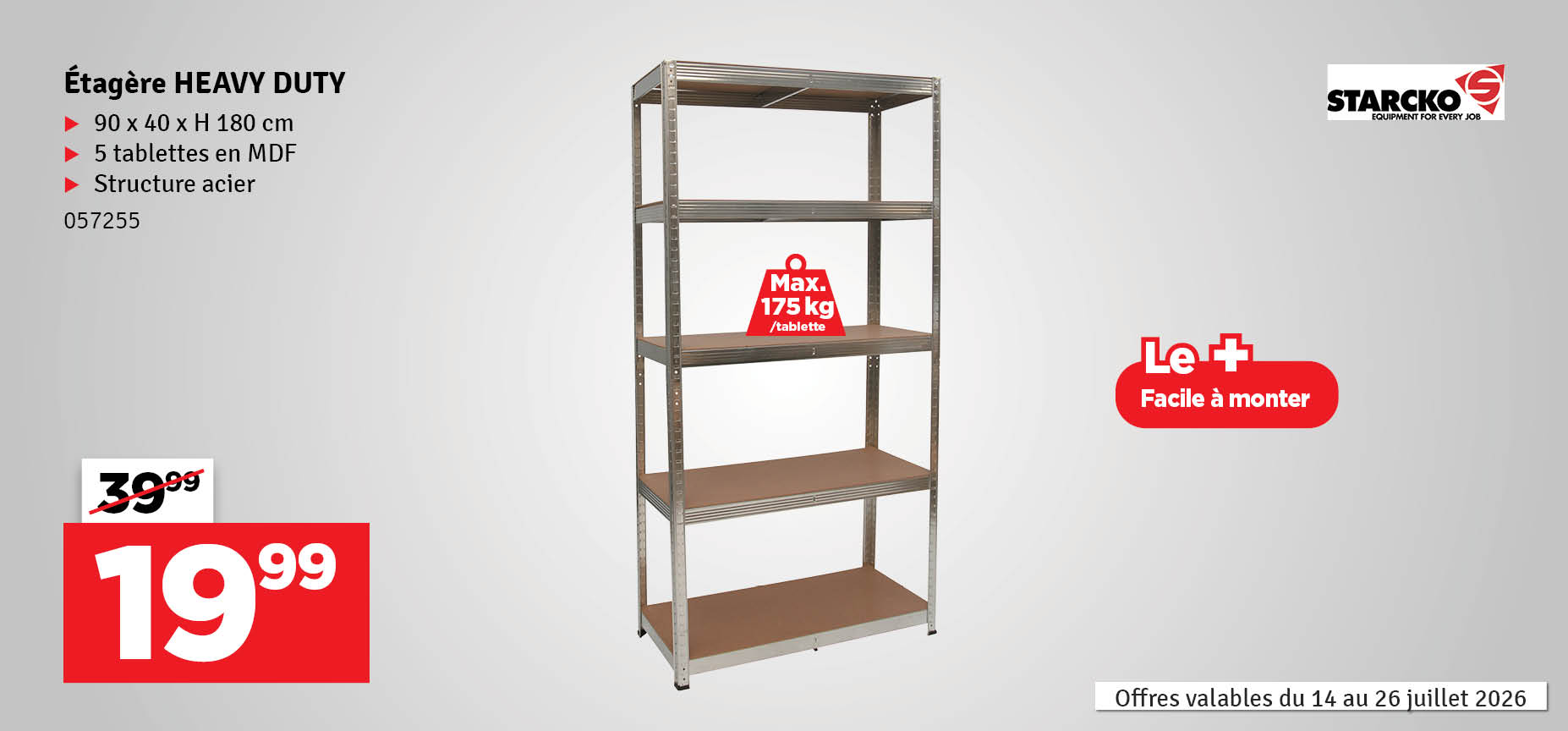 Etagère de rangement Heavy Duty 180 x 90 x 40 cm PRACTO HOME Etagère de rangement Heavy Duty 180 x 90 x 40 cm PRACTO HOME