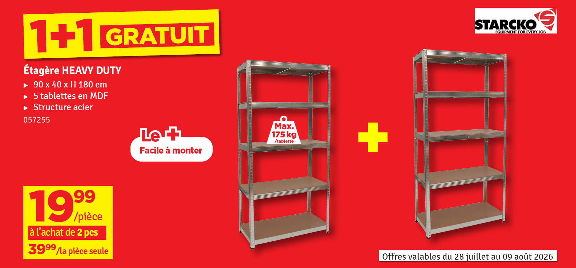 Etagère de rangement Heavy Duty 180 x 90 x 40 cm STARCKO