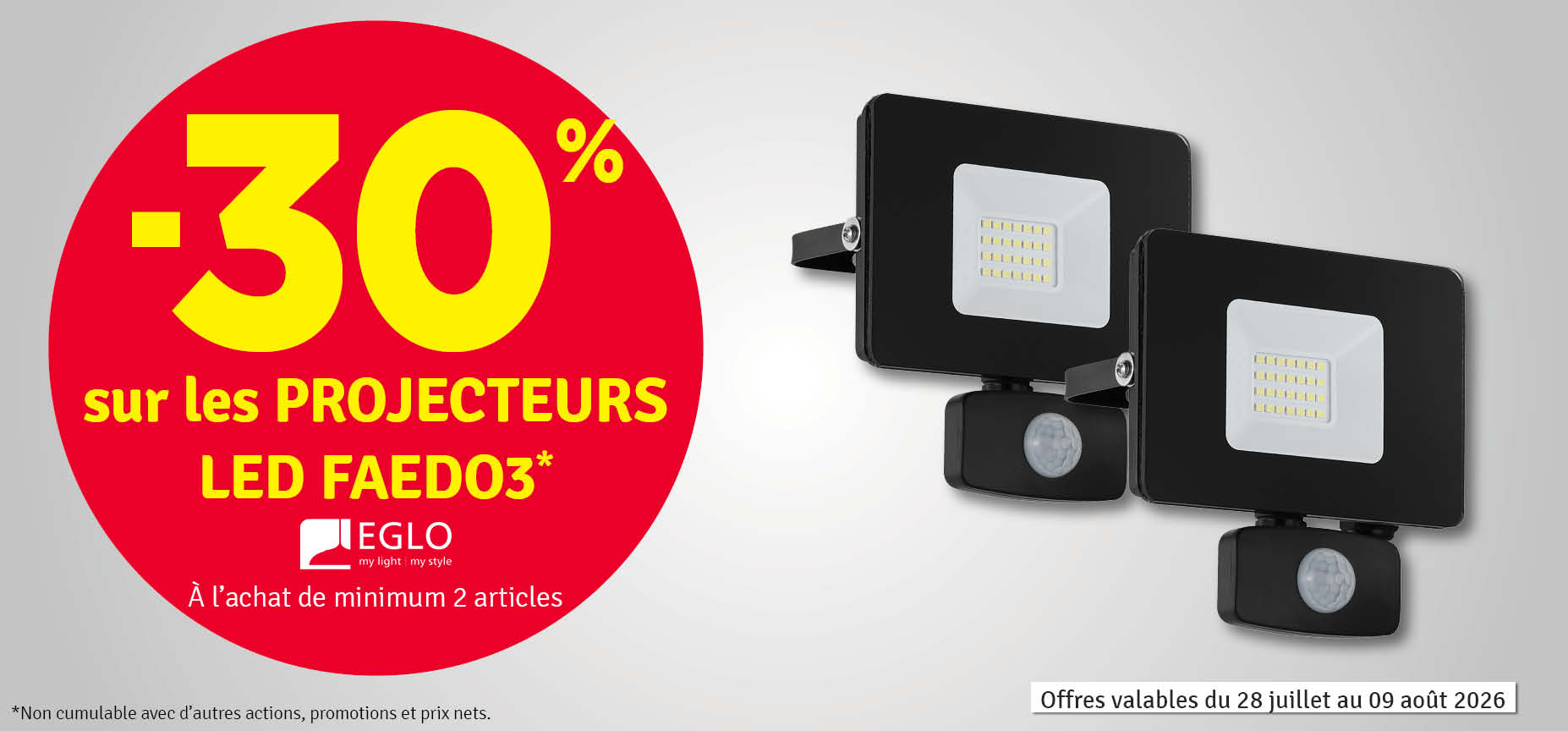 30 % sur les projecteurs LED Faedo 3 EGLO
