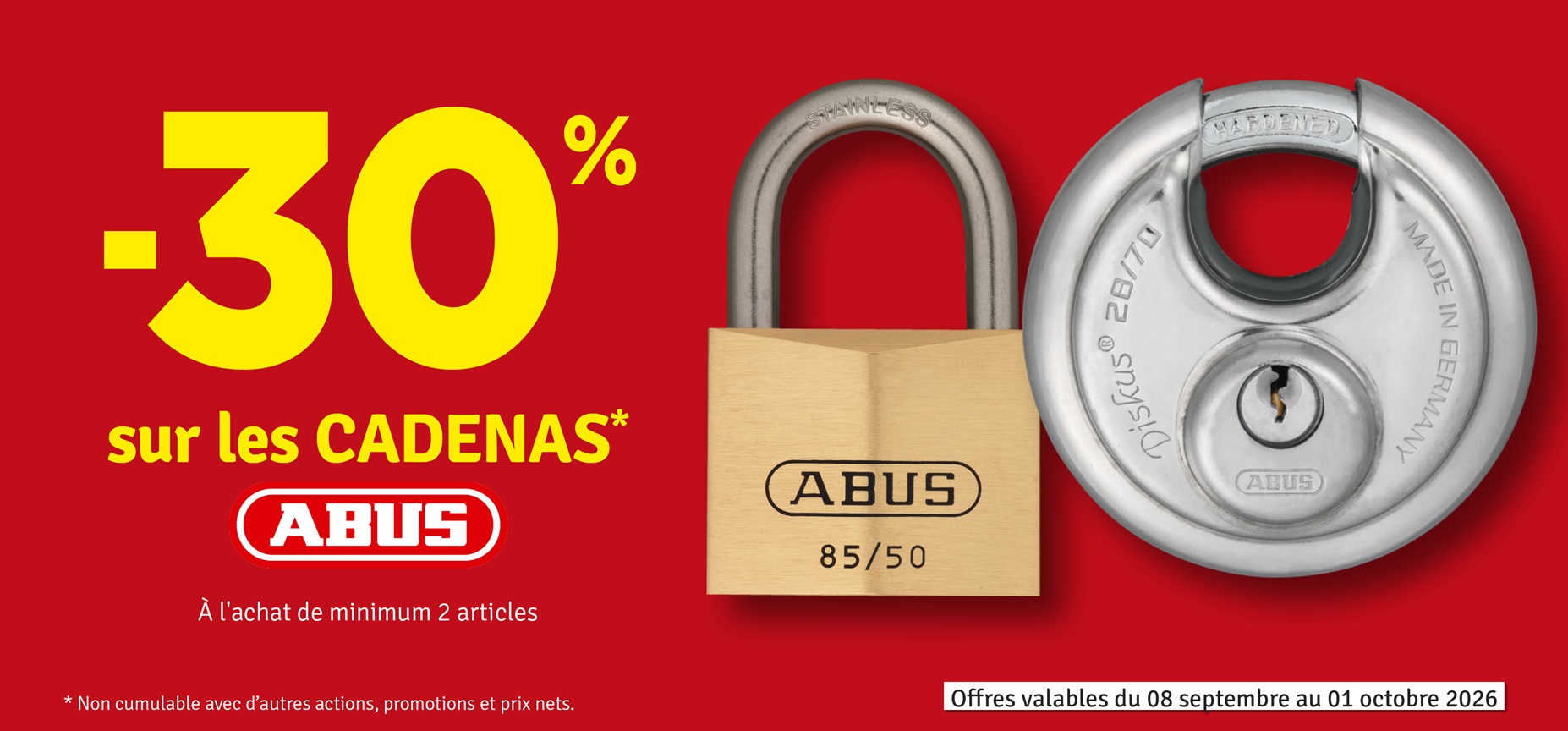 30 % sur les cadenas ABUS 30 % sur les cadenas ABUS