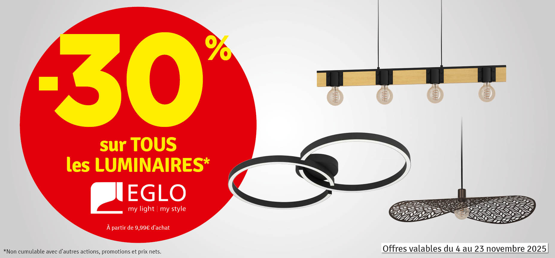 30 % sur les luminaires Eglo