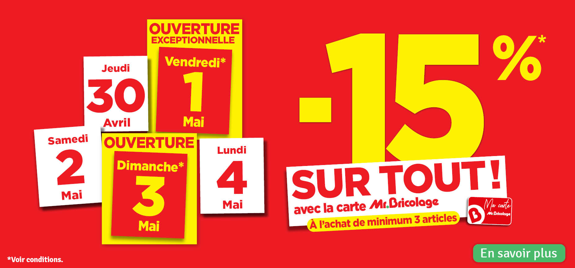 - 15 % sur tout avec la carte Mr Bricolage 