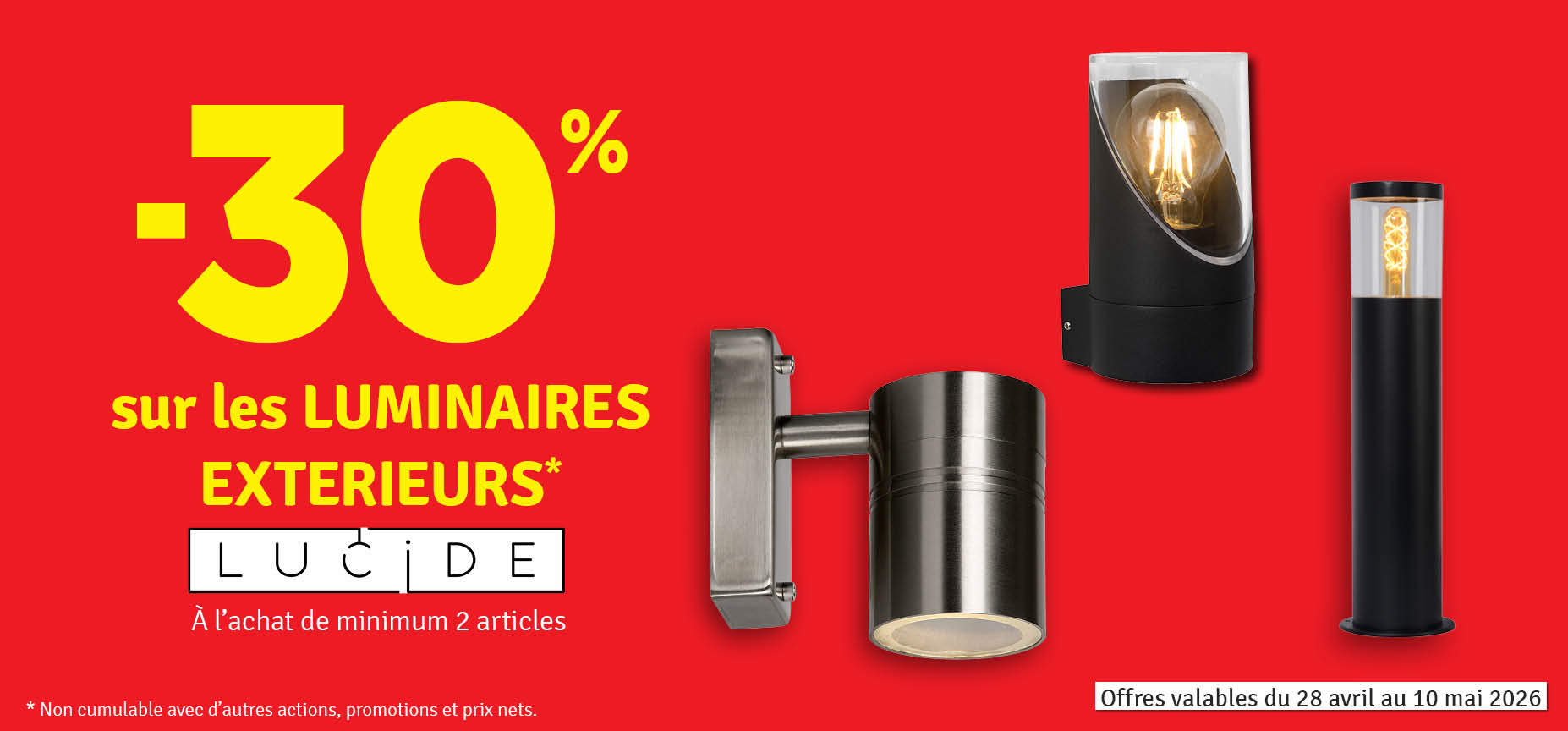 30 % sur les luminaires extérieurs LUCIDE