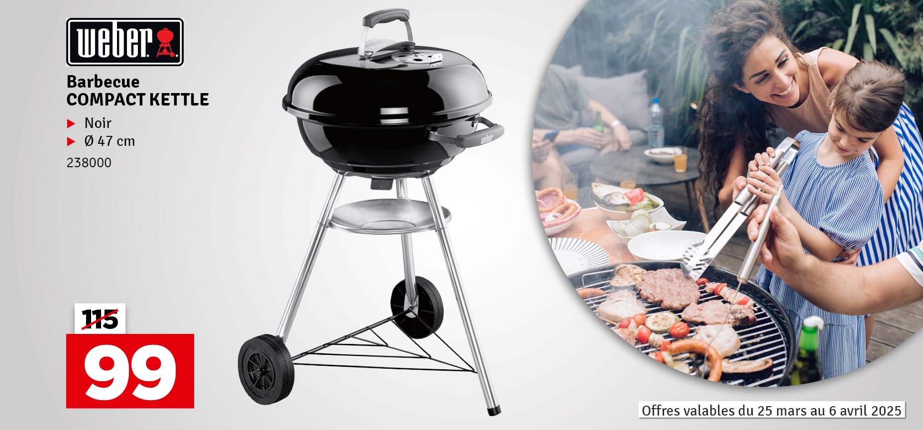 Promo - Barbecue au charbon Compact Kettle 47 cm WEBER