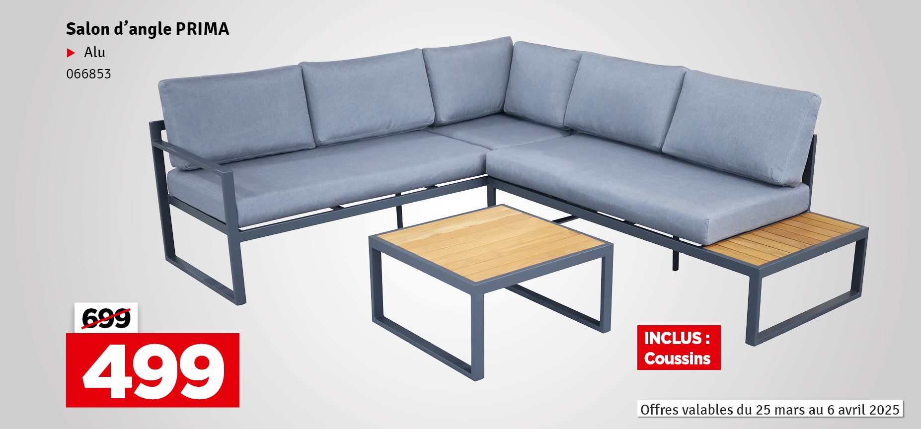 Promo - Salon d'angle de jardin Prima