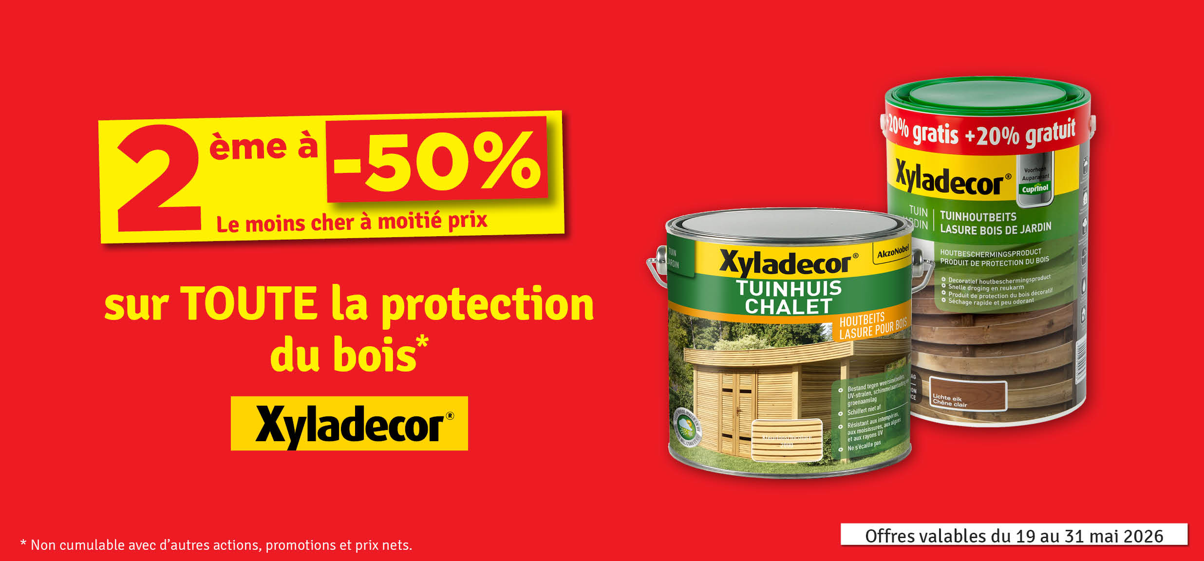 2ème à -50 % sur toute la protection du bois XYLADECOR 2ème à -50 % sur toute la protection du bois XYLADECOR