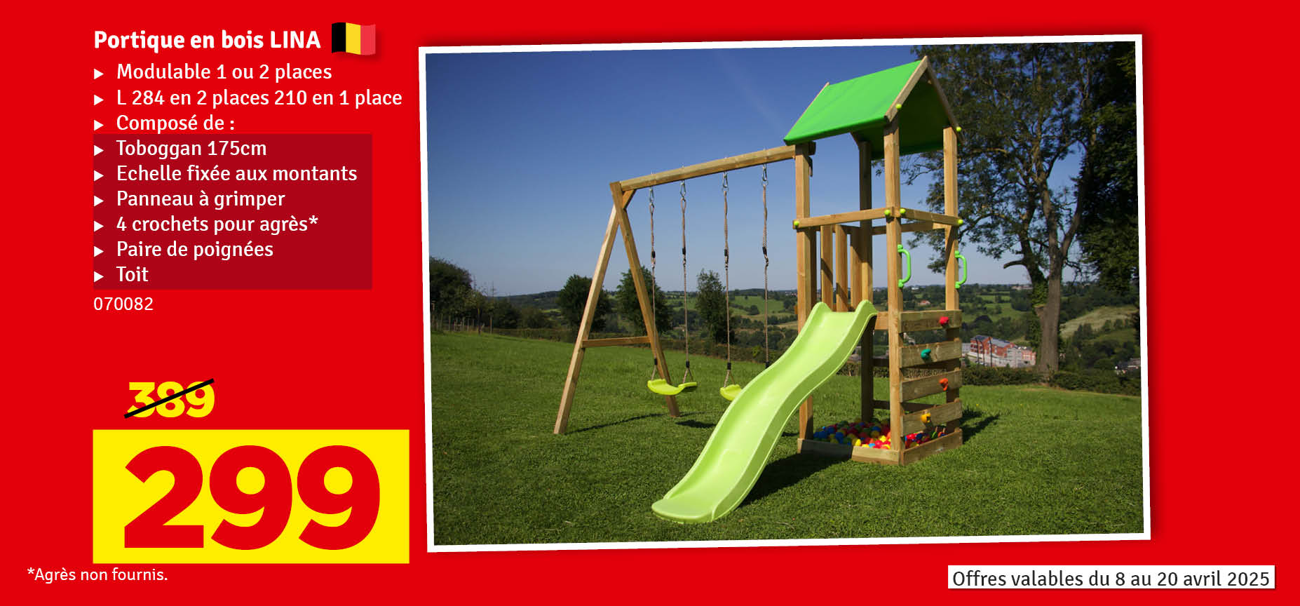 Promo - Portique en bois Lina lime
