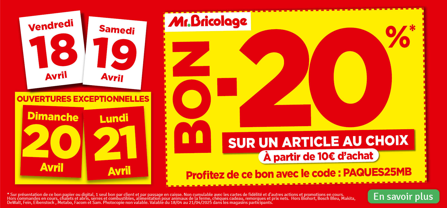 20 % sur un article au choix (à partir de 10€ d'achat)