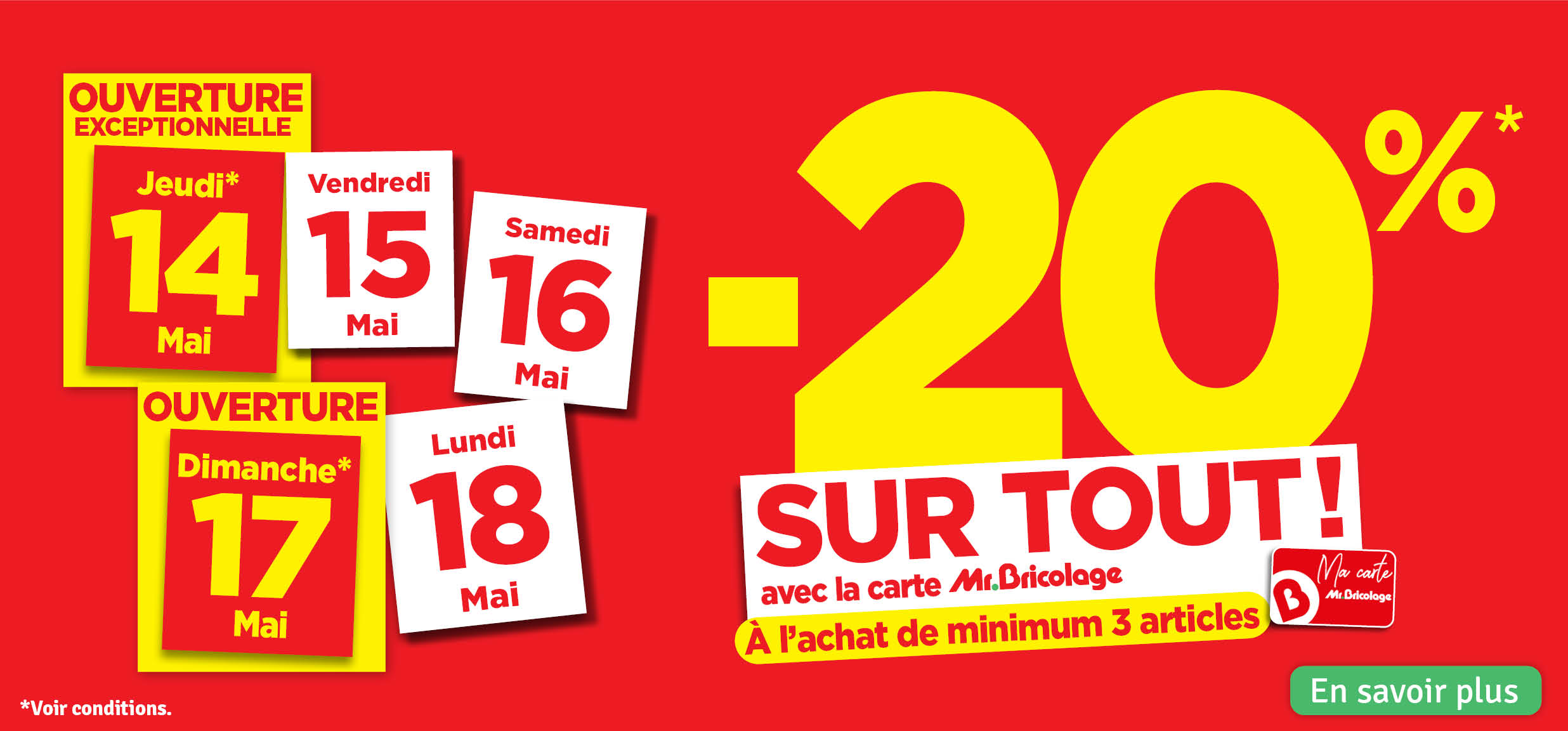- 20 % sur tout avec la carte Mr Bricolage 