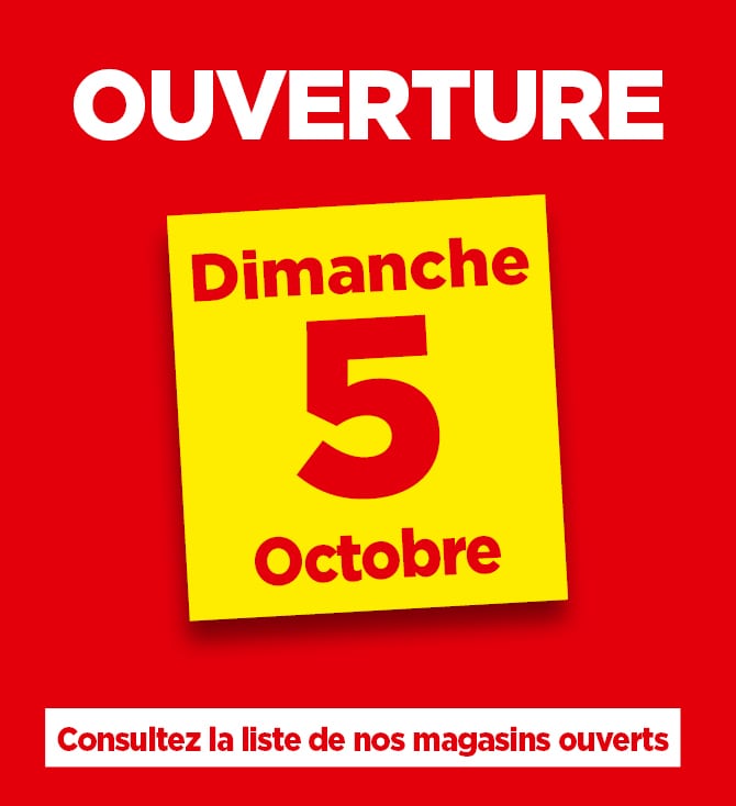 Ouverture exceptionnelle le dimanche 5 octobre