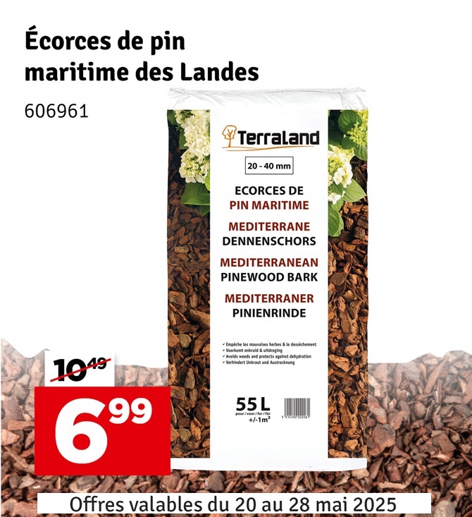 Écorces de pin maritime des Landes décoratives 55 L TERRALAND