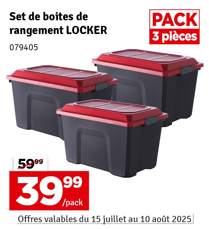 Box de rangement Locker 60 L 3 pièces SUNDIS