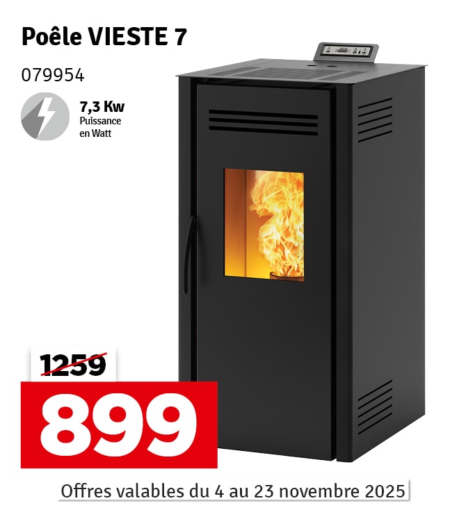 Poêle à pellets Vieste 7 Plus noir 7,3 kW INVICTA