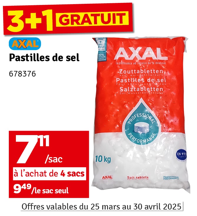 Pastilles de sel pour adoucisseurs d'eau 10 kg AXAL