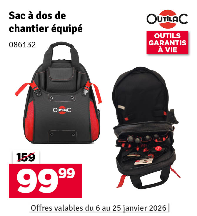 Sac à dos de chantier professionnel avec 10 outils OUTILAC