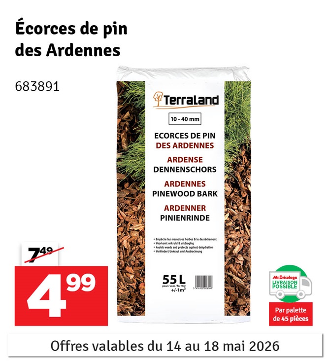 Ecorce de pin sylvestre des Ardennes 55 L TERRALAND