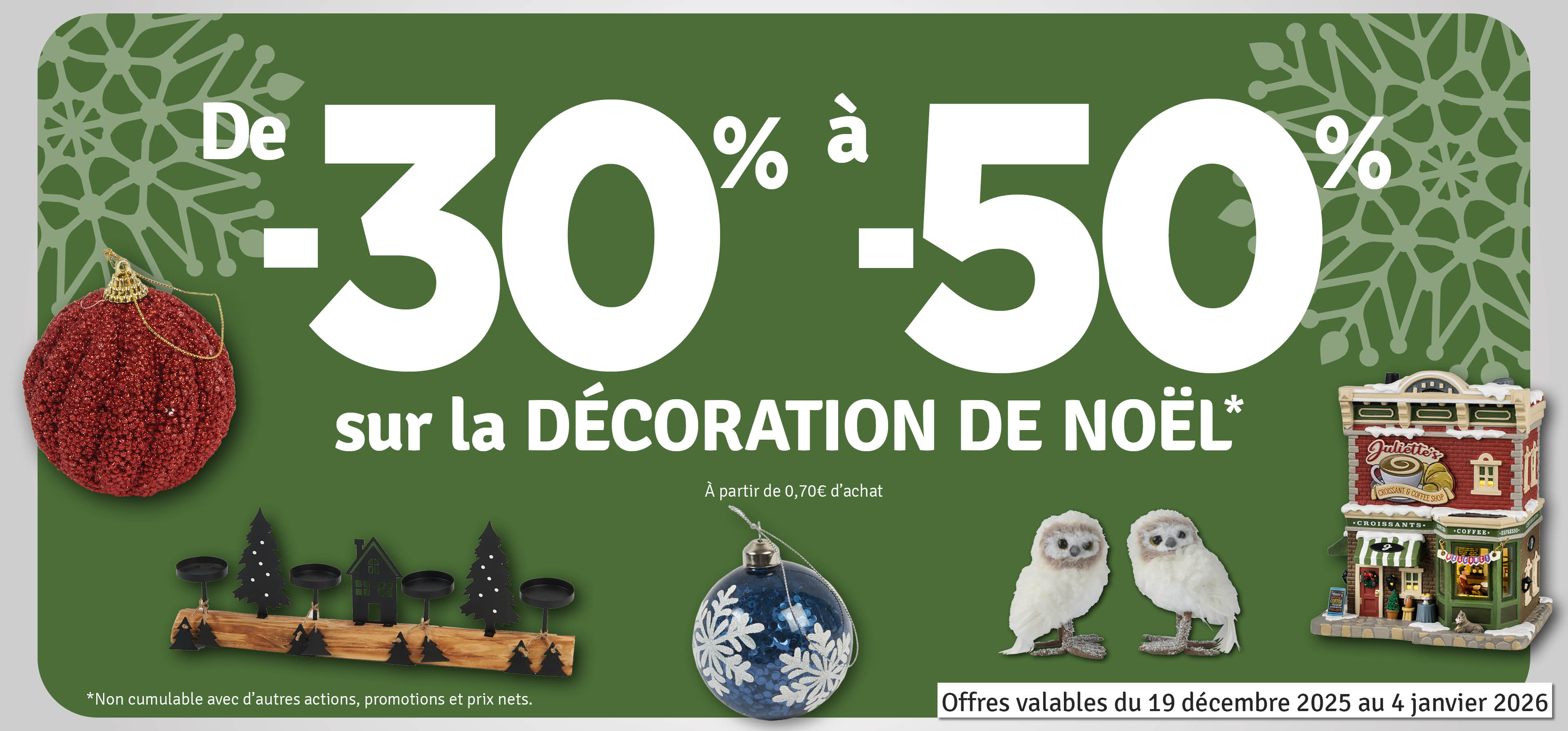 De 30 à 50 % sur la décoration de Noël