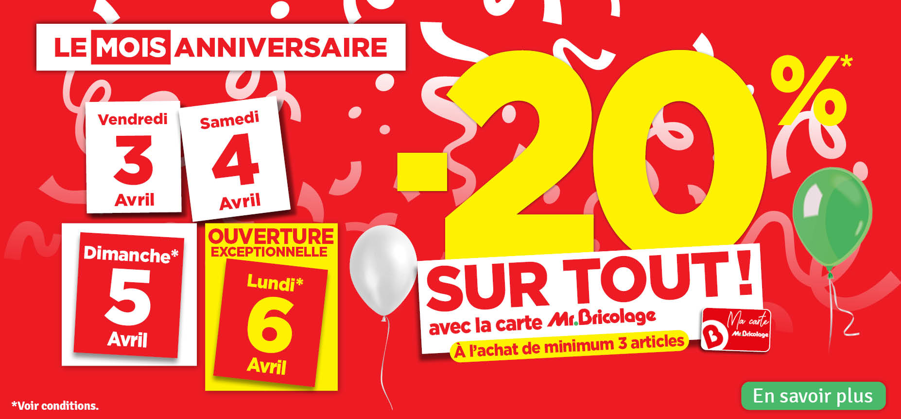 - 20 % sur tout avec la carte Mr Bricolage 