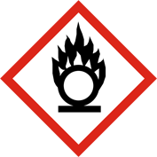 Description du code du symbole de danger (GHS) : Flame sur un cercle (GHS03) - Détecte les gaz, liquides ou solides comburants